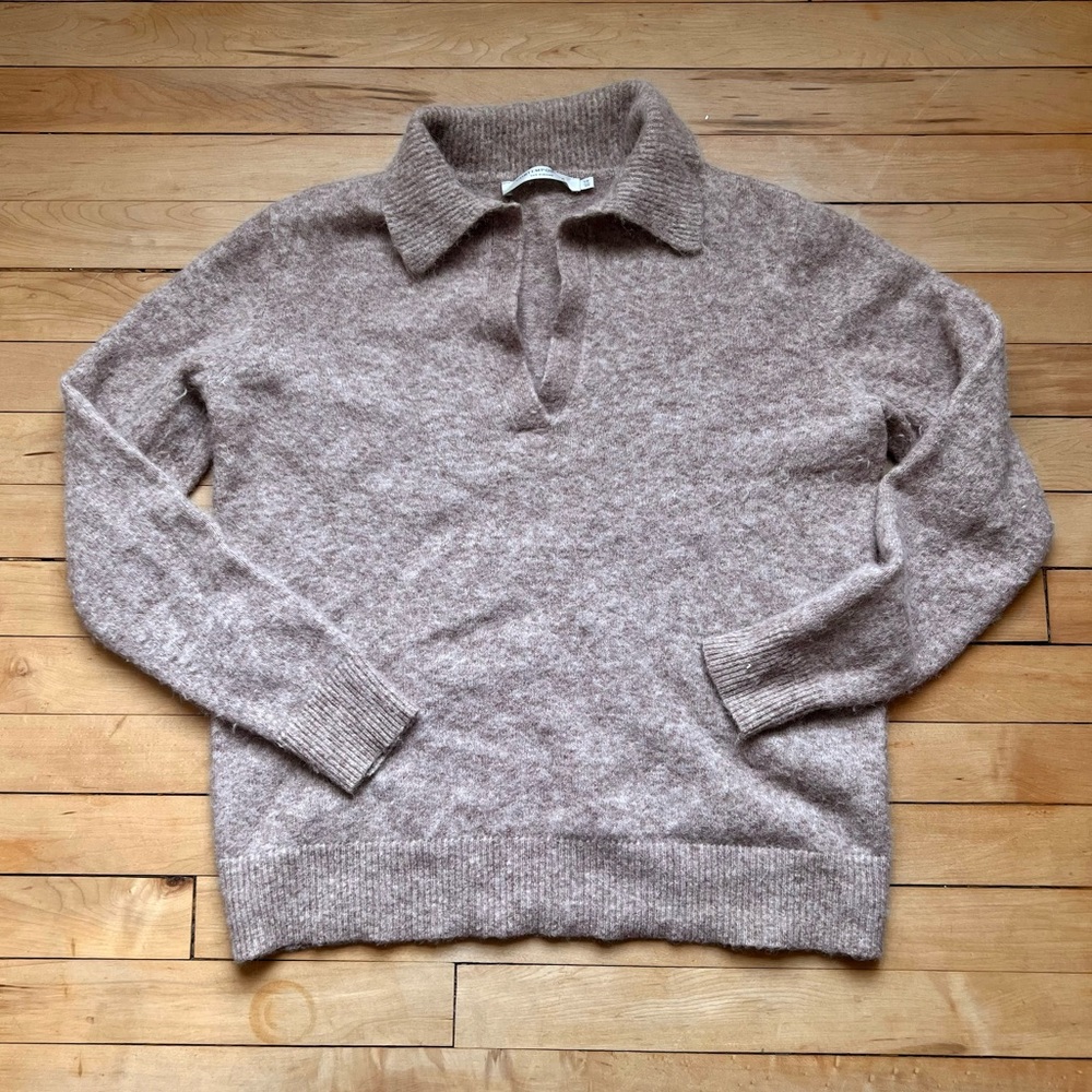 alpaca wool blend johnny collar sweater from Maison Simons, fits large